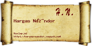 Hargas Nándor névjegykártya